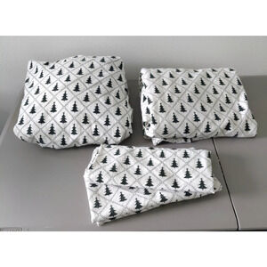 HD Bedding Set of 4 Flannel Sheets + Pillowcase QUEEN Christmas Tree Cozy Warm